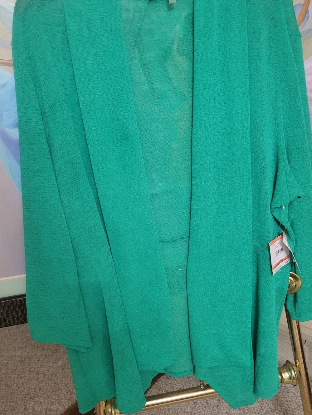Ladies Open-Front Green Sweater Cardigan